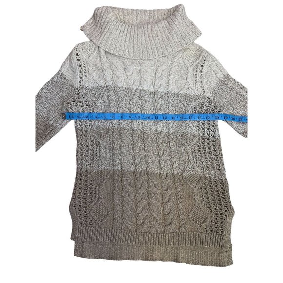 White House Black Market Size XS Sparkly Cable Knit Cowl Neck Pullover Sweater - Picture 7 of 11